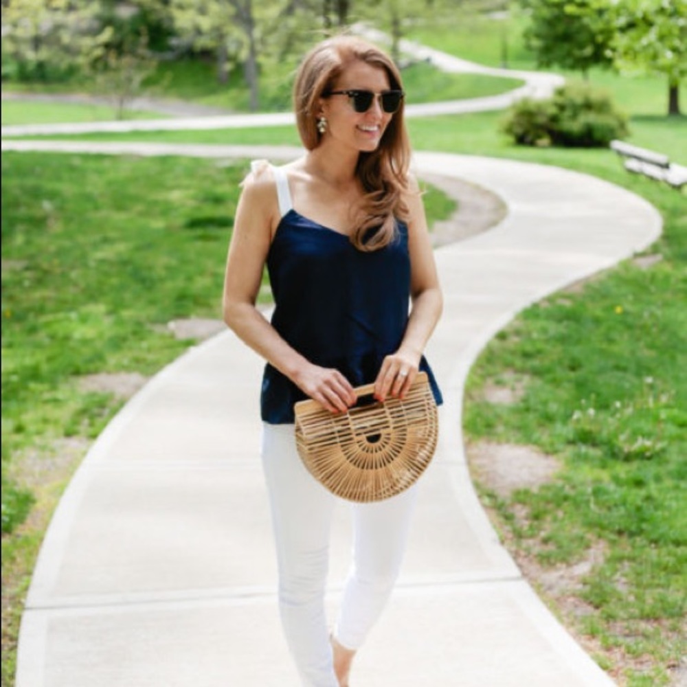 J. Crew Navy Silk Tie Shoulder blouse top 6